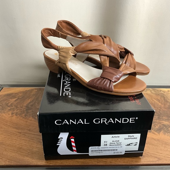 Canal Grande Tan and Cream Leather Sandal, EU Size 38, New in Box - Picture 7 of 7